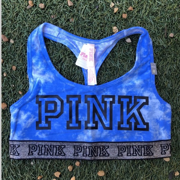 VS PINK Sports Bra Bralette Blue Tie Dye - Picture 3 of 3